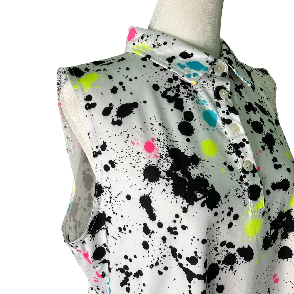 Sunday Swagger Signature Splatter Polo Golf Tennis Sleeveless Colorful (Size XL) - Picture 6 of 12